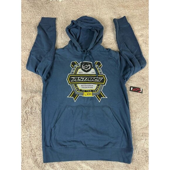 Alpinestars Patent Pullover Fleece Hoody (S,M) Blue New - Picture 13 of 16